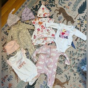 Baby Girl Mixed Clothing Bundle - Pink, White, Cream 0-3 Months
